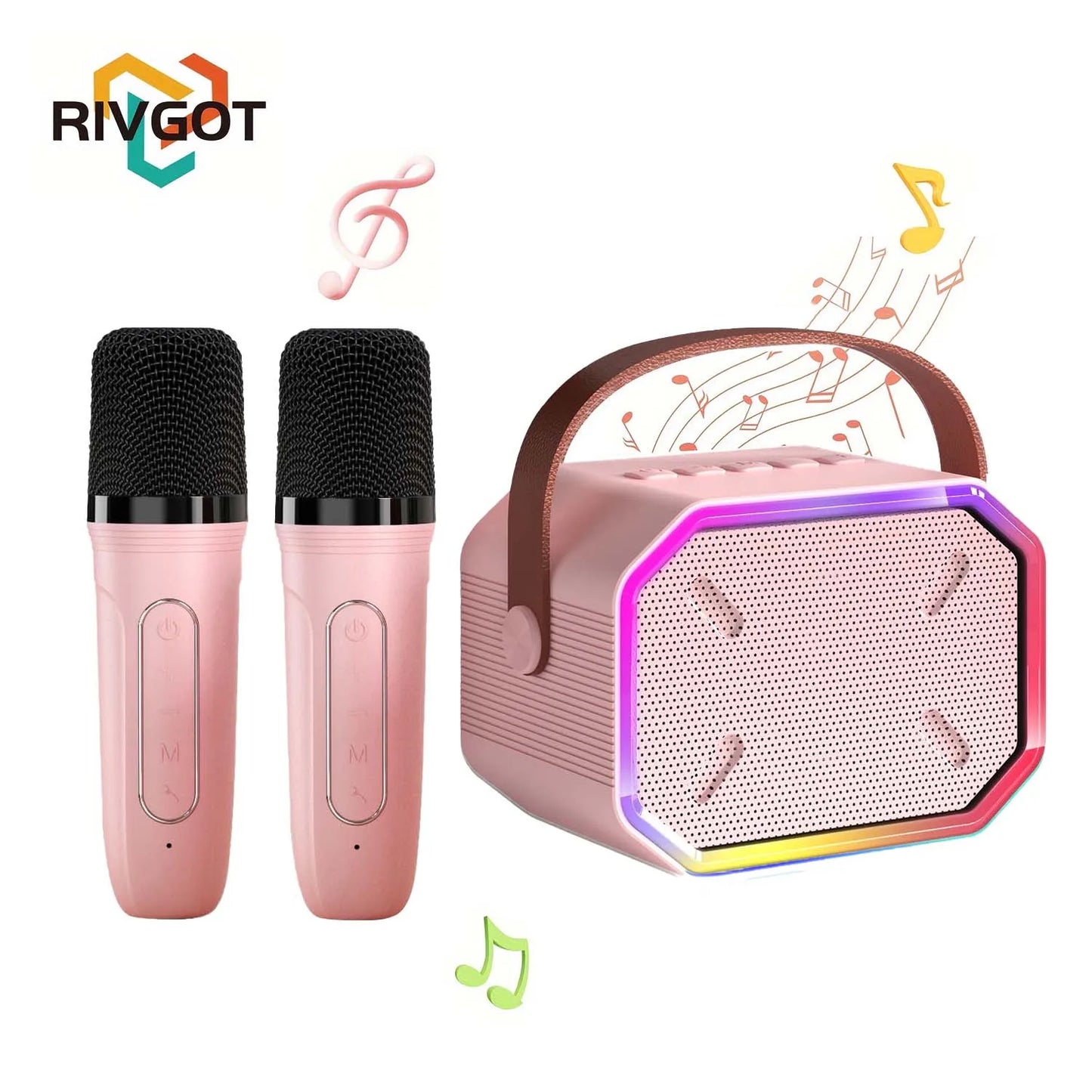 RIVGOTCN Mini Karaoke Machine For Kids Bluetooth Portable Wireless Microphone