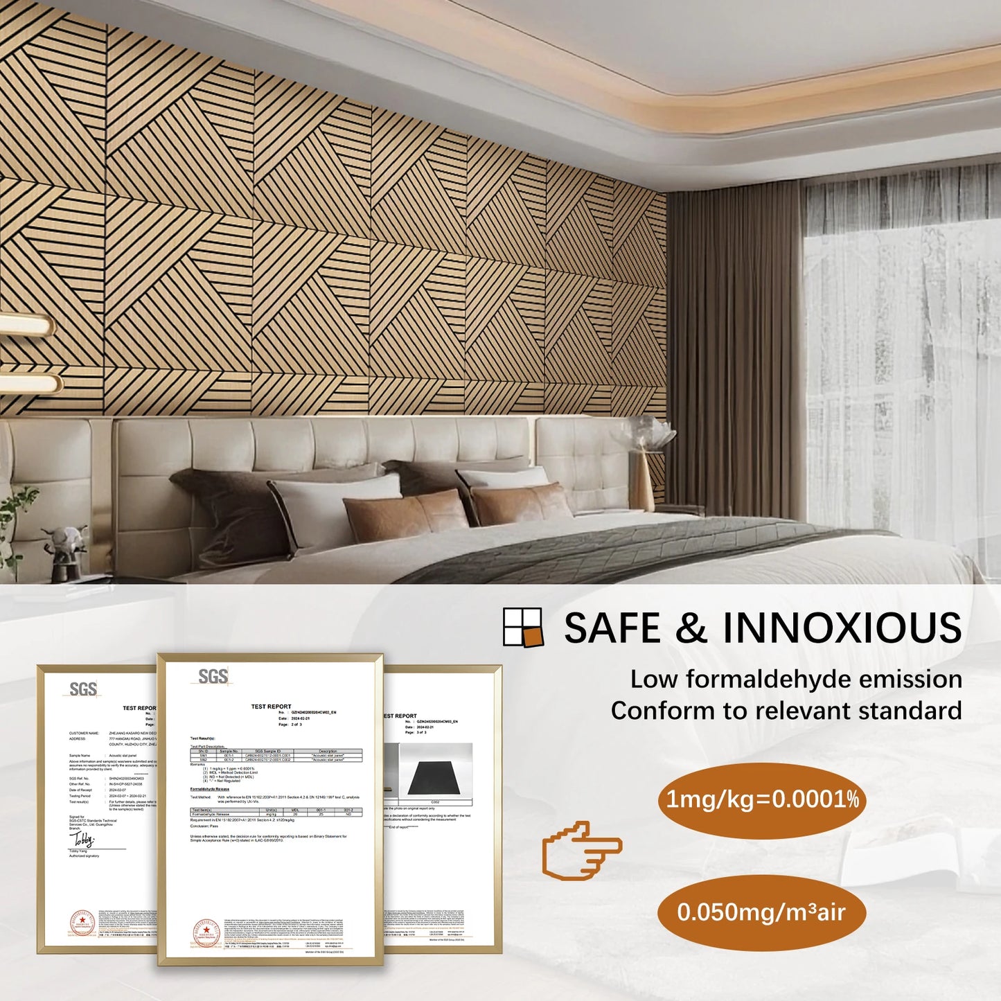 Hign-concerned 4-Pack Acoustic 3D Wood Slat Wall Panels Self-Adhesive
