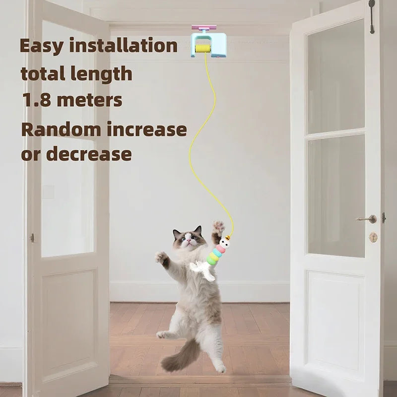 Interactive Cat Toy Swing Disc With Bell Hanging Rope Teaser