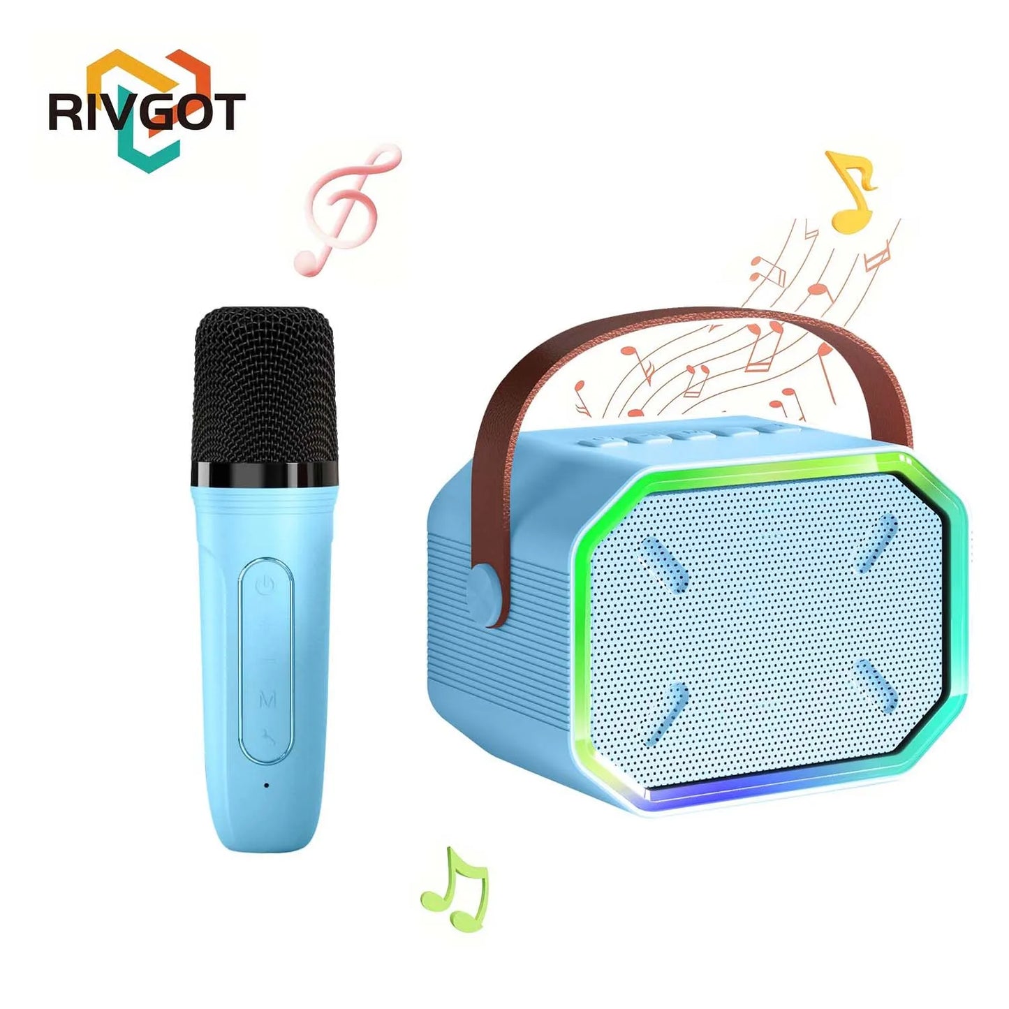 RIVGOTCN Mini Bluetooth Karaoke Machine for Kids Portable Wireless