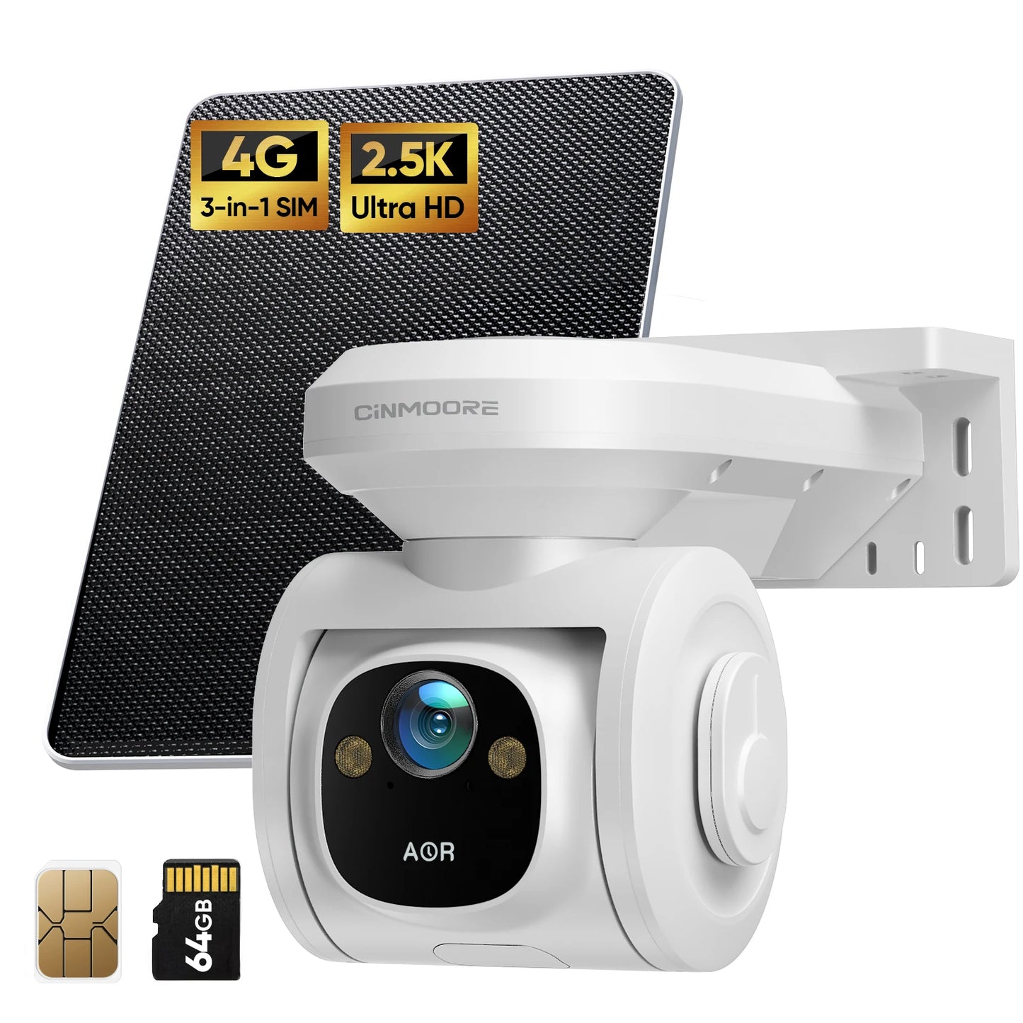 CINMOORE 4G LTE Solar Powered Outdoor Security Camera AI Surveillance