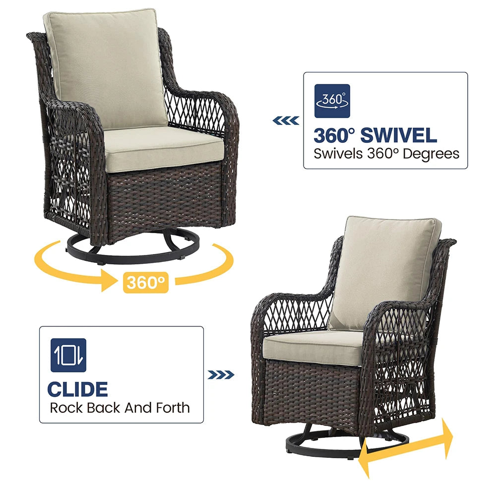 HiMISS 3 Piece Wicker Patio Set With Cushions For Outdoors