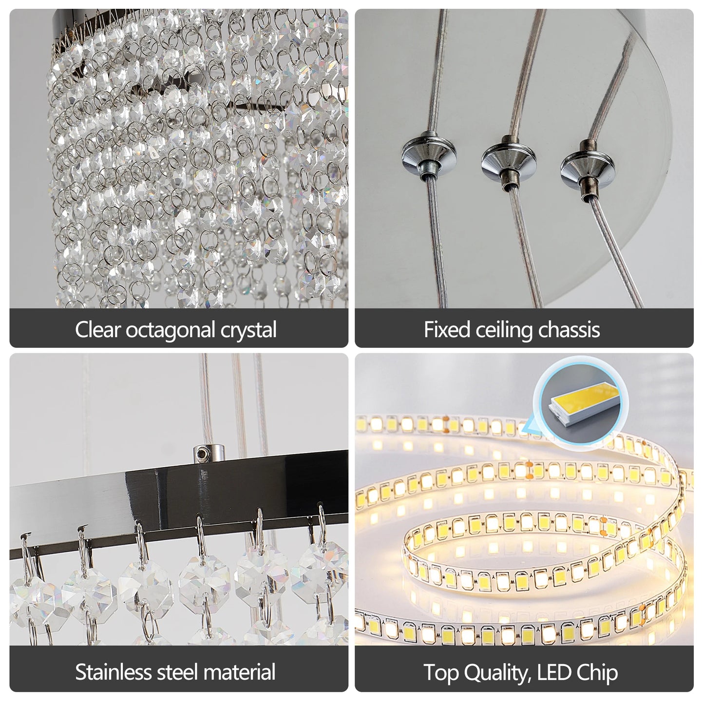 Crystal LED Chandelier Pendant Light for Living Room and Dining