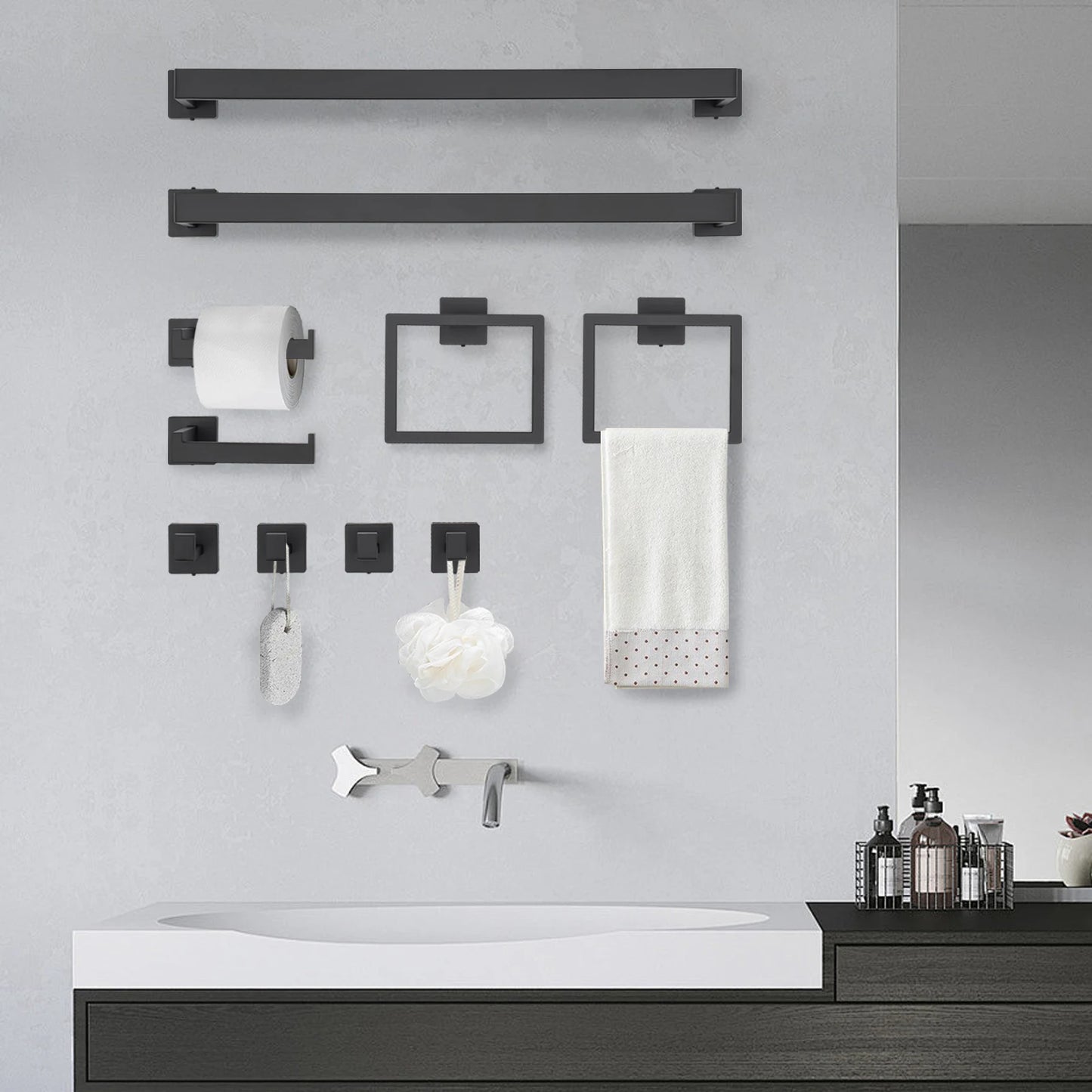Wall Mount Bathroom Accessories Steel Toilet Paper Holder Towel Rack