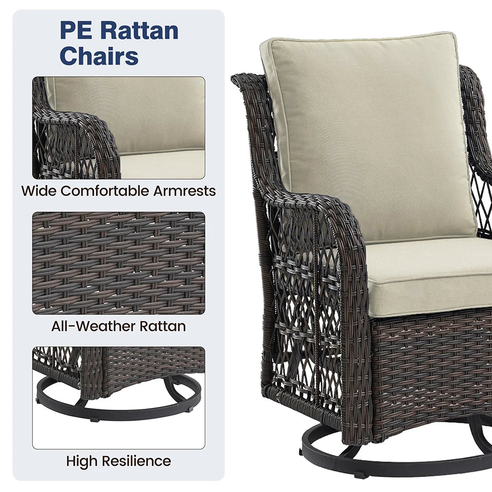 HiMISS 3 Piece Wicker Patio Set With Cushions For Outdoors