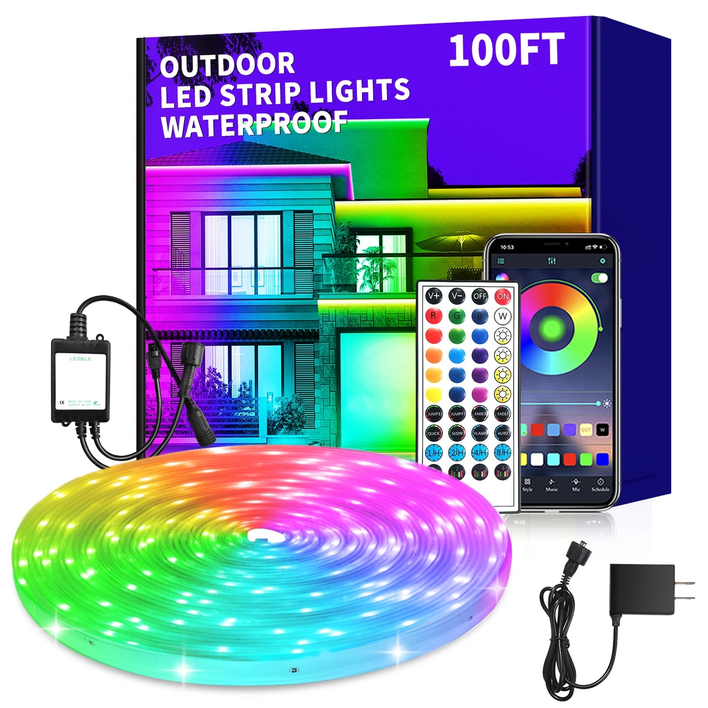 Segrass Outdoor RGB LED Strip Lights IP68 Waterproof with Remote