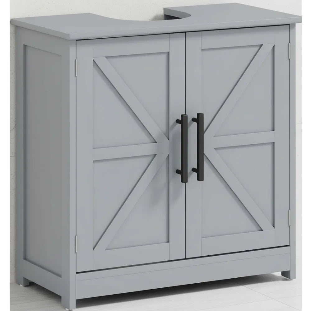 Farmhouse Freestanding Bathroom Sink Cabinet With Adjustable Shelf Barn Doors