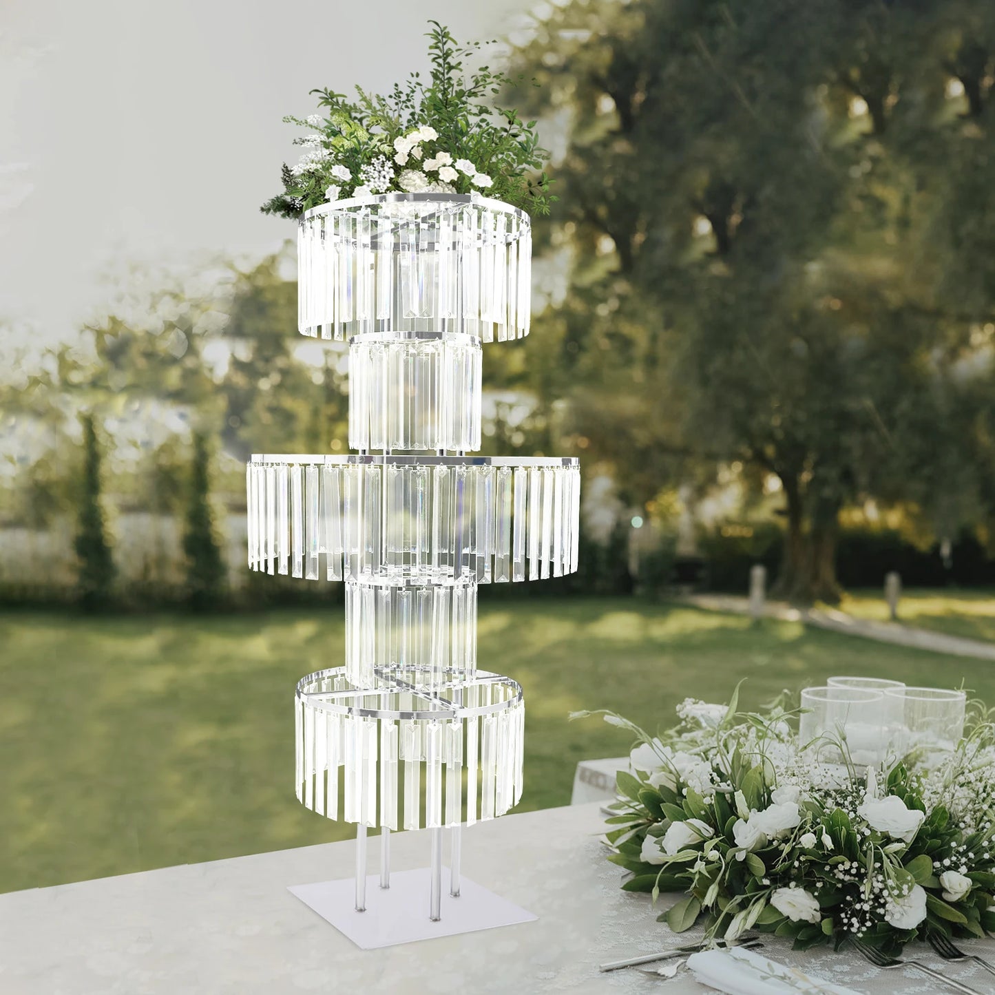 Five-Tier Acrylic Wedding Centerpiece Stand for Flowers