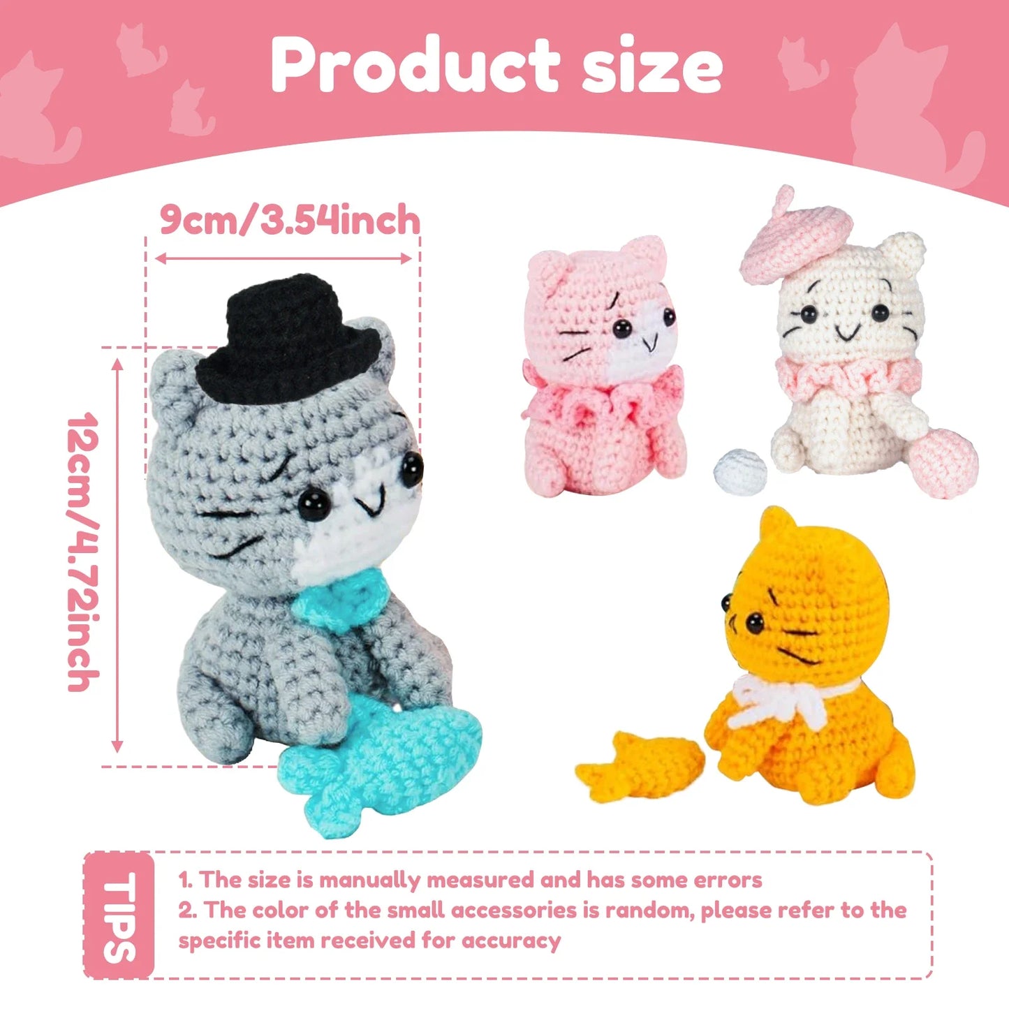 Hign-concerned Cat Crochet Kit For Beginners With Accessories