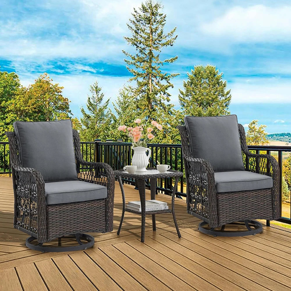 HiMISS 3 Piece Wicker Patio Set With Cushions For Outdoors
