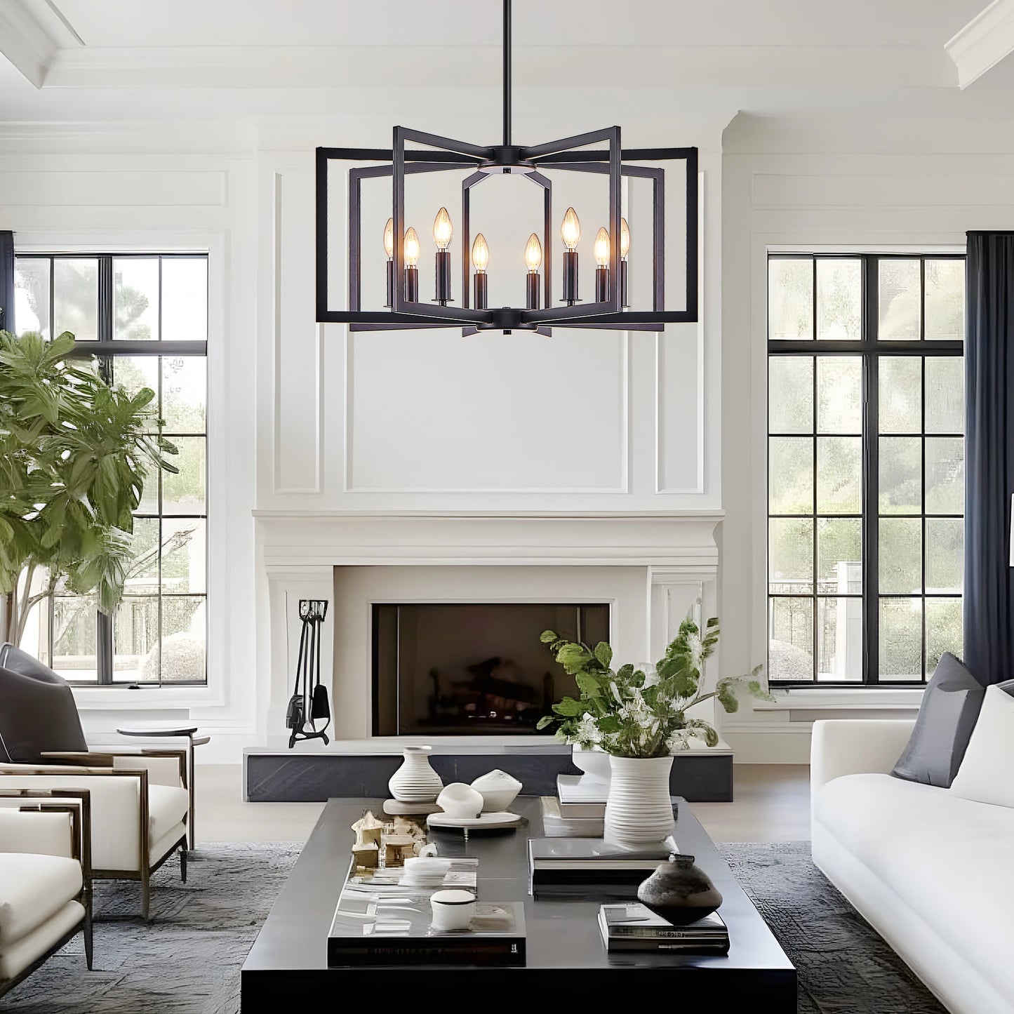 ARLGSITE Geometric Chandelier Pendant Light Fixture 6 To 8 Lights